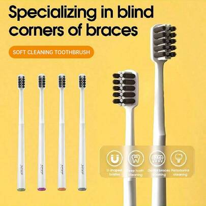 2/6 szt. szczoteczek ręcznych z główką w kształcie litery U dla lepszego czyszczenia jamy ustnej, odpowiednich dla dorosłych obojga płci