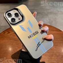 Funda de Teléfono Plateada con diseño de superestrella de fútbol  para 17 15 16 14 13 12 11 Pro Max Plus, phone case accesorio navidad Christmas, funda deportiva moderna resistente protectora ideal para regalo de festival smartphone fútbol. - Negro 2G332 - Ver 11