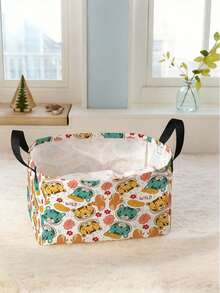 1 Stück Cartoon Tiger Kopf bedruckter offener Aufbewahrungskorb, multifunktionaler Aufbewahrungskorb mit Griff, Geschenk für Feiertage, Muttertags-/Vatertags-Geschenk, Aufbewahrung von Babybedarf, Windeln, Alltagsorganizer für Wohnzimmer, Badezimmer, Küche, faltbare Kleideraufbewahrung, süß und leicht, geeignet für Zuhause, Kinder, Kinderzimmer