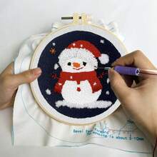 [Christmas Limited Edition] Punch Embroidery DIY Kit - Santa Claus + Embroidery Hoop + Punch Pen Full Set, Includes Colorful Threads & Punch Needle, Christmas Blessing Gift, Holiday Decoration Handmade Gift