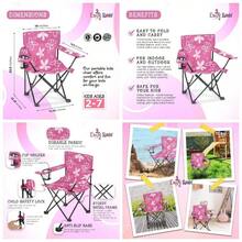 - Silla plegable para nios, color rosa y blanco, para playa, otoo, campamento, con cerradura de , funda de transporte y portavasos flores, para nias pequeas, interior y - Rosado/Blanco - Ver 1