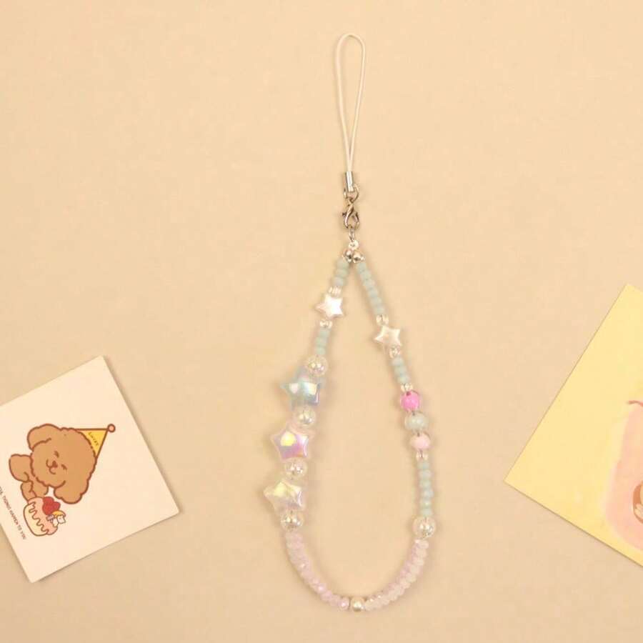 Original Design Pentagram Mobile Phone Charm Female Ins Beaded Pendant Dream Cute Mobile Phone Lanyard High-End Bag Lanyard Accessories - 彩色 - 查看 1