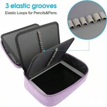 PUBAMALL Estuche de lpices con cremallera de alta capacidad, 72 ranuras Multifuncional Bolgrafos de gran capacidad Porta fundas con 2 fundas extrables Prpura - Púrpura - Ver 7