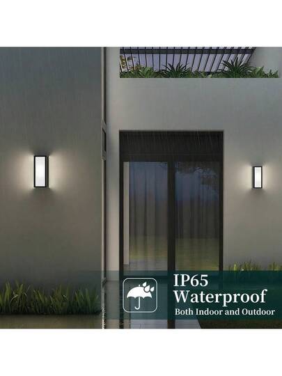 1pc IP65 Waterproof LED Wand Light, s, 6500K Cool Wit Or 3000K Warm White, AC85 365V, 25W Rectangular Moderne Spotlight, Garden, Porch, Balcony, Stairs, Parking Lot Corridor Lighting, Outdoor Lighting Front Door, Patio Fixture, AC8, Lamp view 6