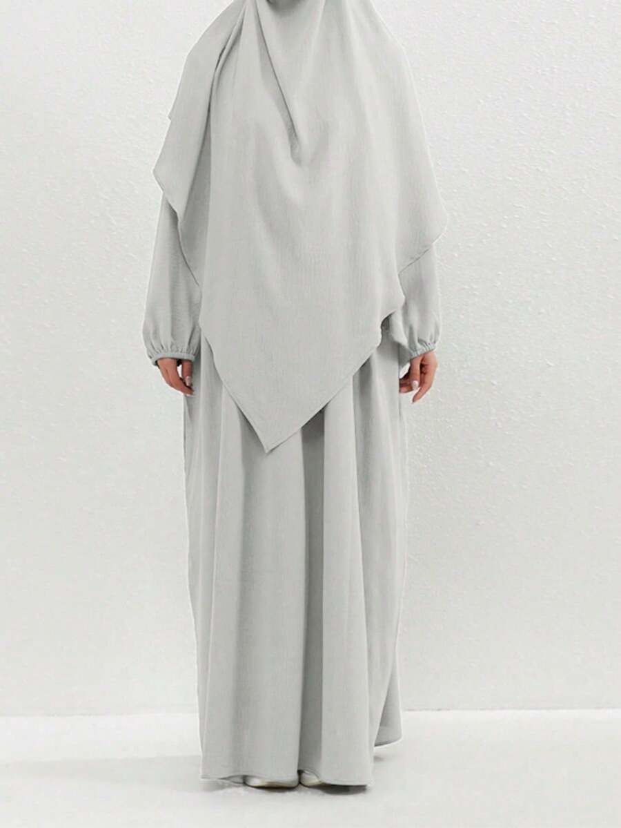 2 Stücke/Set Khimar Abaya, geeignet für den täglichen Gebrauch und Gebet von Frauen, langes Gewand, muslimische islamische Kleidung, geeignet für alle Jahreszeiten - Verschiedenfarbig - Übersicht 1