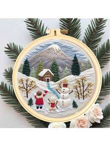 1 Set DIY Embroidery Kit With Plastic Embroidery Hoop, Christmas Gift Embroidery Wall Hanging Decor, Random Color Embroidery Frame