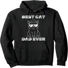 Best Cat Dad Ever Vintage Funny Ca Daddy Father's Day Pullover Hoodie - 黑色 18 - 查看 1
