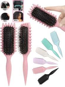 Hair brushes-EU+UK Spazzola per capelli ricci rosa - Unisex, Facilmente districante e crea ricci perfetti per tipi di capelli da 2A a 4C, Riduce l'effetto crespo, Uso doppio bagnato e asciutto, Essenziale da viaggio, Essenziale per lo styling, Acconciatura, Districante, Pettine, Spazzola per lo styling, Spazzola arricciante, Spazzola per bordi, Spazzola per capelli, Set di spazzole per capelli, Acconciatura, Spazzola arricciante, Spazzola districante, Spazzola per capelli da donna, Capelli, Viaggio, Prodotti per lo styling dei capelli, Strumenti per lo styling dei capelli, Salone di parrucchiere, Parrucchiere, Accessori per parrucchieri, Salone di parrucchiere, Attrezzature per lo styling dei capelli