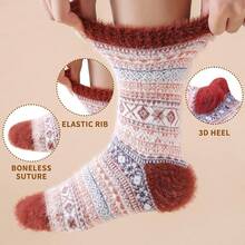 SISOSOCK 5 Pairs Fuzzy Soft Cozy Fluffy Socks Women, Casual Thick Plush Comfy Sleep Socks, Warm Winter Gifts Women - 多色-c2 - 查看 3