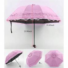 Sombrilla de encaje clsico gtico paraguas proteccin bruja cosplay sesin de fotos accesorios decoracin de, Negro2, Mediano, Clsico - rosado - Ver 4