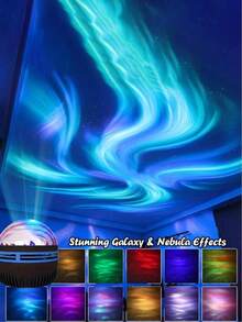 1 Piece Of Aurora Starry Sky Projector Light - USB Powered RGB Night Light, With Remote Control, Multi-Color Wave Light Changing LED Light, Aurora Effect Starry Sky Light, Suitable For Bedroom, Living Room And Home Festival Party Decoration Atmosphere Light, Creating A Romantic Aurora Starry Sky Atmosphere Around! It Is A Perfect Gift For Christmas, Valentine's Day And Various Festivals! - Multi-color light - 查看 7