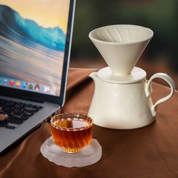 Conjunto de Coador de Café Cerâmico, Funil de Filtro de Café com Acabamento Craquelado, Chaleira Compartilhada de Alta Vendagem