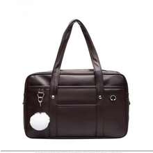 Bolso de hombro estilo japonés para mujer, bolso de PU con bolsillos interiores, correa ajustable, bolso de mano para uso diario y salidas. - Marrón - Ver 1