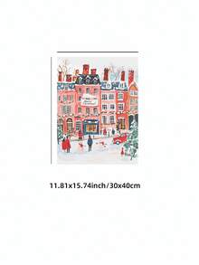 1 Stück rahmenloses gemütliches Winter Straßen-Ölgemälde, Schneestadt Wandkunst Poster, Vintage Landschaftsdruck für moderne Raumdekoration, FunkyPosters, Schlafzimmerdekoration, Wanddrucke für Zimmer, Studentenwohnheim Grundausstattung, herzerwärmende Geschenkidee für Wohnzimmer, Apartment Weihnachtsdekoration