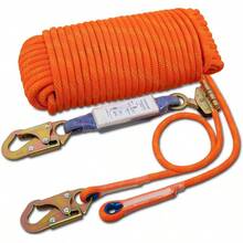 Fall Protection Safety Rope100ft Heavy Duty Vertical Roofing Rope Rope Grab Snap Hook Shock Absorber Fall Protection Line Kit Restraint System Roofing Safety Equipment (100FT)