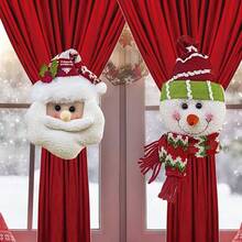 1/2pcs Christmas Holiday Decor Santa Claus Snowman Retro Plaid Curtain Buckle Rings, Window Curtain Tie Backs, Holiday Decorations, Window Display Christmas Decorations Christmas Decoration Christmas Decorations Home Room Decor Home Decor - Multicolor - View 2