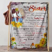 To My Sister,Super Soft Flannel Printed Blanket,As Birthday Gifts, Family, Wedding, Souvenir Blankets, Polyester Blankets Suitable For All Seasons, Washable, Machine Washable, Lightweight, Breathable, Comfortable, Warm, Unique, 280gsm For Him, Her Personalized Ideal Gifts For Her,Perfect Nap, Camping, Travel, Home, Daily Life, Office Decoration, Birthday, Anniversary, Valentine's Day, Thanksgiving, Christmas, Halloween, Wedding, New Year Gifts ,Sofa,Bed,Car,Bedroom,Living Room,Office,  Outdoor Camping, Beach,Wall Decoration - 多色7 - 查看 5