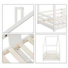 Solid Slatted Base With Chimney Fall Protection, Pine Bed, 90 X 200 Cm, Without Mattress, White - White - View 5