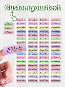 60pcs Customized Waterproof Name Stickers, Student Personalized Name Labels, Suitable For School, Daycare Supplies, Personalized Girls Labels, Rainbow Glitter Stickers, Kindergarten Labels, Size 1.5x4.5cm. As Back To School Student Gift, Can Be Stuck On Various Stationery And School Supplies, Suitable For Boys, Girls, Teenagers And Middle School Students. - Multicolor - View 14