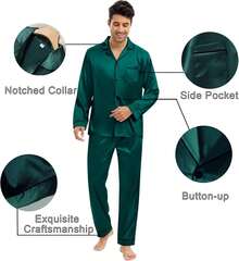 Silk Satin Pajamas Set For Couple Matching PJS Women Men 2 Piece Button Down Loungewear Sleepwear Long Sleeve Pjs Sethalloween - màu đen - Xem 5