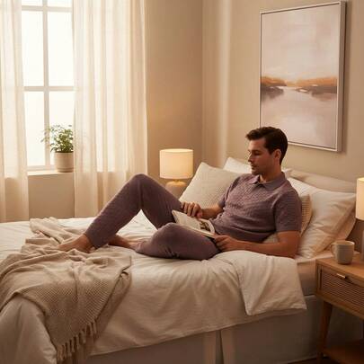 Camiseta De Descanso Para Hombre Tejida Con Detalle en Cuello