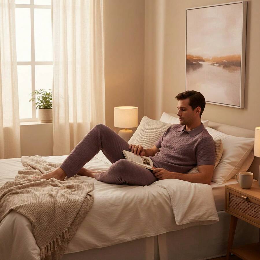 Plus Size Men Loungewear Tops - 乾枯玫瑰色 - 查看 1