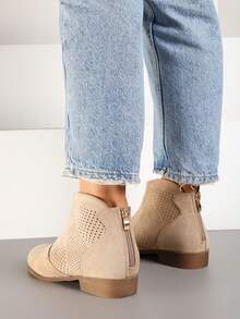 Soft Suede Ankle Boots - Women's Casual Autumn/Spring Footwear - Mocha Brown - View 4