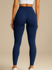Kit 3 High Waist Legging Pants With No Transparency - 1藏青色+1酒紅+1灰色 - 查看 8