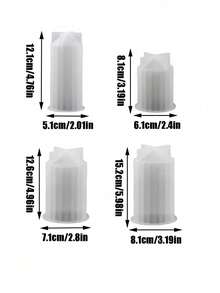 4 件套条纹圆柱蜡烛硅胶模具 DIY 3D 罗马柱设计香薰蜡烛模具环氧树脂铸造模具，家居装饰 - mold - 查看 10