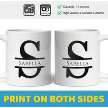 Personalized Monogram Coffee Mug, Initial Letter M Customized For Women Men Girls Boys Dads Moms Friends, Taza De Café Personalizada Con Monograma, Letra Inicial Black Handle Mug Letter M 11oz - 頭文字S - 查看 4