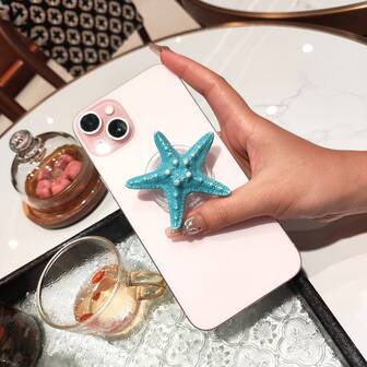 海星设计手机握把，蓝色海星风格支架，带支架，航海主题 配件