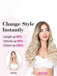Invisible Wire Hair Extensions, Dirty Blonde Roots, Natural Wavy Hair Weft, Women Synthetic Hair Extensions, 12/14/16/18/20/22/24 Inches, Dark Brown/Blonde, No Clips Needed - Dark Brown - View 8