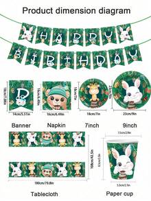 100 Stücke Einweggeschirrset mit Wald-Süßes-Haustier-Thema, einschließlich 7-Zoll-Papiertablett, 9-Zoll-Karton, 9-Unzen-Becher, Servietten, geeignet für tägliche Zusammenkünfte, Geburtstagsfeiern, Brautpartys, Babypartys, Clubs, Hochzeiten, Teepartys, Picknicks, Ausflüge im Freien