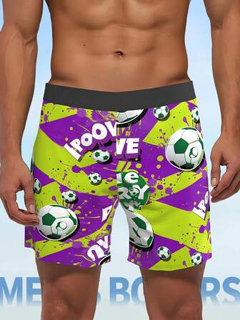 1pc Men's Printed Boxers, Men's Boxer Shorts | Loose Comfortable Casual Shorts For Sports Are Great Gifts For Family, Friends, Or Your Boyfriend. Fashion Casual Loose Fit, Casual Daily Wear