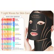 GCCSJ Red Light Therapy Mask For Face & Neck - 309 LED Beads Professional Phototherapy Device With Dual-Zone Control, Ergonomic Design For Even Coverage, At-Home Anti-Aging Skincare Tool For Women & Men (Black) - màu đen - Xem 7
