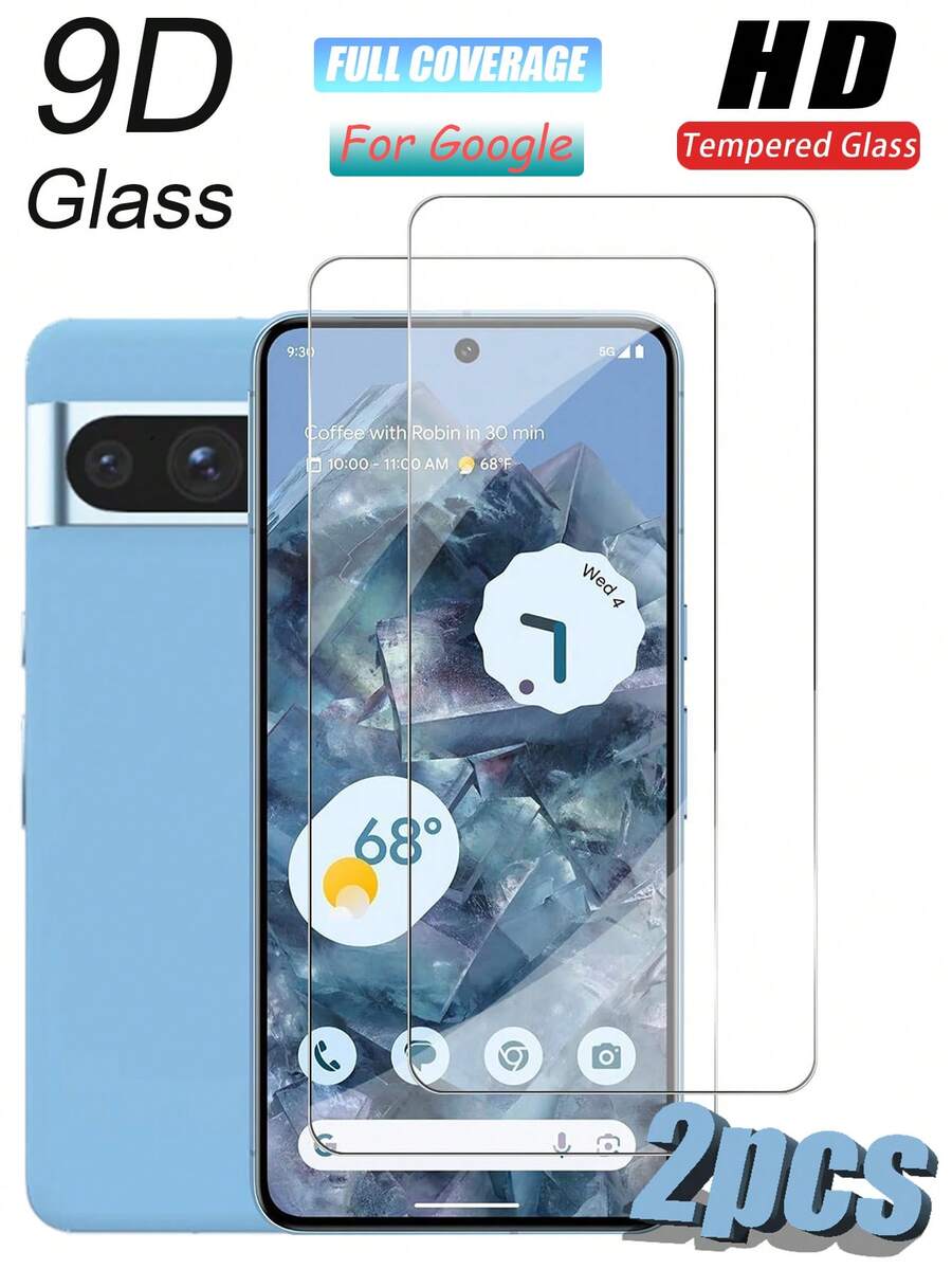 Bộ 2 miếng dán màn hình bằng kính cường lực, độ cứng 9H, siêu trong, dễ lắp đặt, tương thích với mọi loại ốp lưng bảo vệ, chống vân tay, chống trầy xước, chống thấm nước, chống sốc. Tương thích với dòng Pixel 3/Pixel 4/Pixel 5/Pixel 6/Pixel 7/Pixel 8/Pixel 9 - Trong sáng - Xem 1