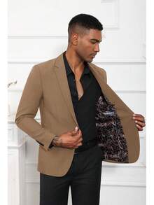 Men's Casual Blazer Jacket, Lightweight Regular Fit For Business - Xanh đậm - Xem 5