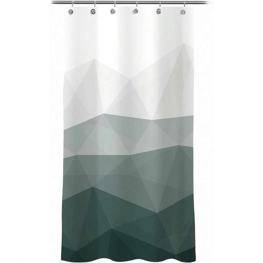 Popular Ombre Blue Fabric Contemporary Shower Curtains For Bathroom Dcor - 墨綠色 - 查看 1