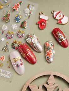 2 miếng dán móng tay nghệ thuật Giáng sinh hình quả cầu pha lê 5D dập nổi, cây thông Noel, bông tuyết, ngôi sao, hình dán tự dính, trang trí móng tay mùa đông. - Nhiều màu - Xem 3
