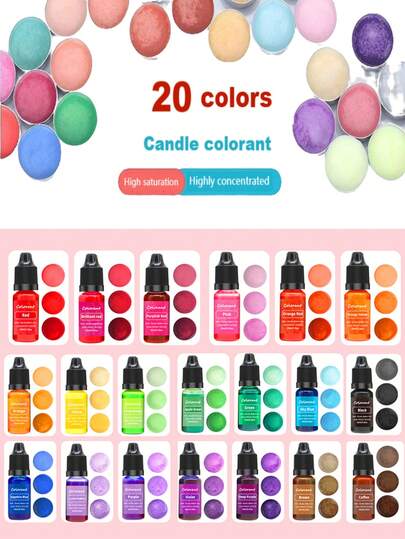 10ML 1 Set/10 Color/20 Color Candle Dye Liquid Colorant DIY Jewelry Making Candle Making Dye Pigment 50ml/100ml,10ml DIY Candle Color Essence Candle Pigment Handmade Soybean Wax Paraffin,Halloween DIY Candle Dye Liquid Colorant DIY Jewelry Making Candle Making Dye Pigment
