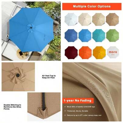 Sombrilla de patio de 9 pies de repuesto para 8 costillas, color beige