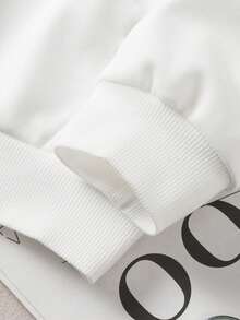 Set de 2 piezas de sudadera con cremallera y pantalón de chándal de manga larga para niña/niño en otoño/invierno, de moda, piel amigable, suave y cómodo - Blanco - Ver 3