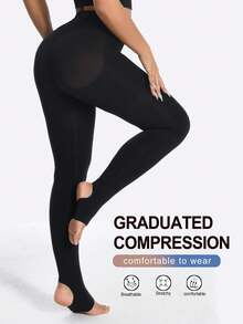 女士15-20mmHg弹力压缩连裤袜，露趾设计，修身性感，运动紧身袜，舒适保暖 - 彩色 - 查看 7