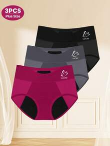 3pcs Plus Size Women's Menstrual Period Triangular Underwear, Leak-Proof, Moisture-Wicking, Breathable Mesh - Multicolor - View 6