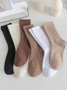 6pairs/Set Sporty Long Tube Socks Crew Socks - Multicolor - View 9
