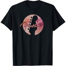 Fenders Vintage Retro Moon Guitar Outline Logo T-Shirt - 黑色 - 查看 1