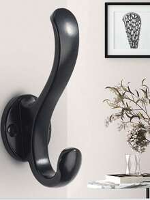 4 Packs Traditional Metal Wall Mount Hooks, Heavy Duty Dual Coat Hangers With Rust Resistant Painted Finish, Practical Vintage Style For Hanging Hats, Coats, Towels, Keys, Robes, Scarves, Bags Bathroom Bathroom Accessories Bathroom Tools