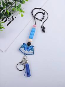 1pc Back To School Silicone Beaded Lanyard ID Badge Holder, Acrylic Tassel Charm Necklace Pendant Gift For Teachers, Students Halloween Car Accessories Bag Charm Cute Goth Y2k Bag Accessories Lanyards With Id Holder Car Accessories Bag Charms - Multicolor - View 28