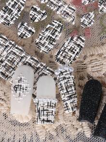 2 buc pulover alb negru 5D în relief autocolante pentru unghii pulover textură unghii artă stea inimă confortabil tricotat design autoadeziv manichiură unghii arta decalcomanii decorare accesorii DIY pentru femei fete unghii consumabile - Multicolor - Vizualizare 10