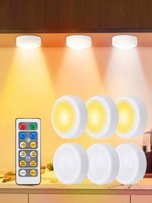 1/3/6pcs Wireless Wall Lights, Living Room Lighting, Triple RGB Wireless LED Wall Lamps, Cabinet Lighting, LED Spotlights, Battery Powered With Remote Control, Lighting Fixtures, LED Lights, Night Lights, Illumination, Reading Lights, Wireless Spotlights, Suitable For Corridor, Bathroom, Bedroom, Kitchen Cabinet, Stairs, Home Decor - 白色 - 查看 11